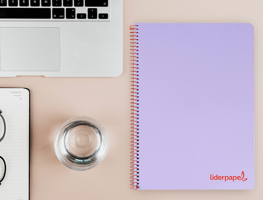 CUADERNO ESPIRAL LIDERPAPEL A4 WONDER TAPA PLASTICO 80H 90GR CUADRO 4MM CON MARGEN COLOR VIOLETA