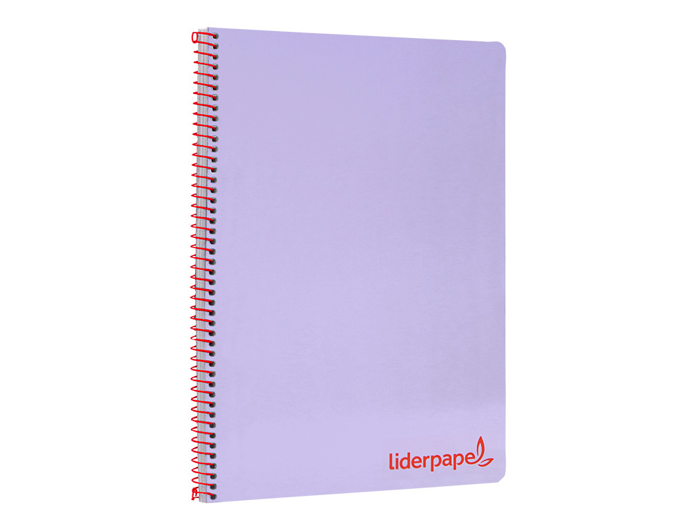 CUADERNO ESPIRAL LIDERPAPEL A4 WONDER TAPA PLASTICO 80H 90GR CUADRO 4MM CON MARGEN COLOR VIOLETA