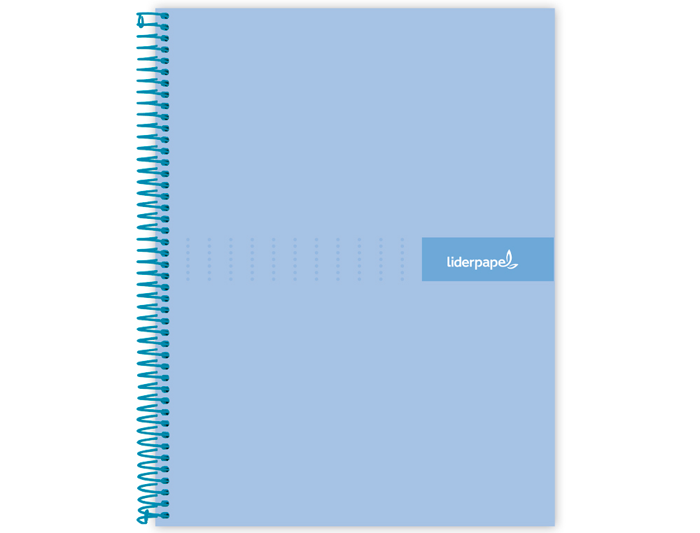 CUADERNO ESPIRAL LIDERPAPEL A5 MICRO CRAFTY TAPA FORRADA 120H 90 GR CUADRO 5MM 5 BANDAS6 TALADROS COLOR CELESTE