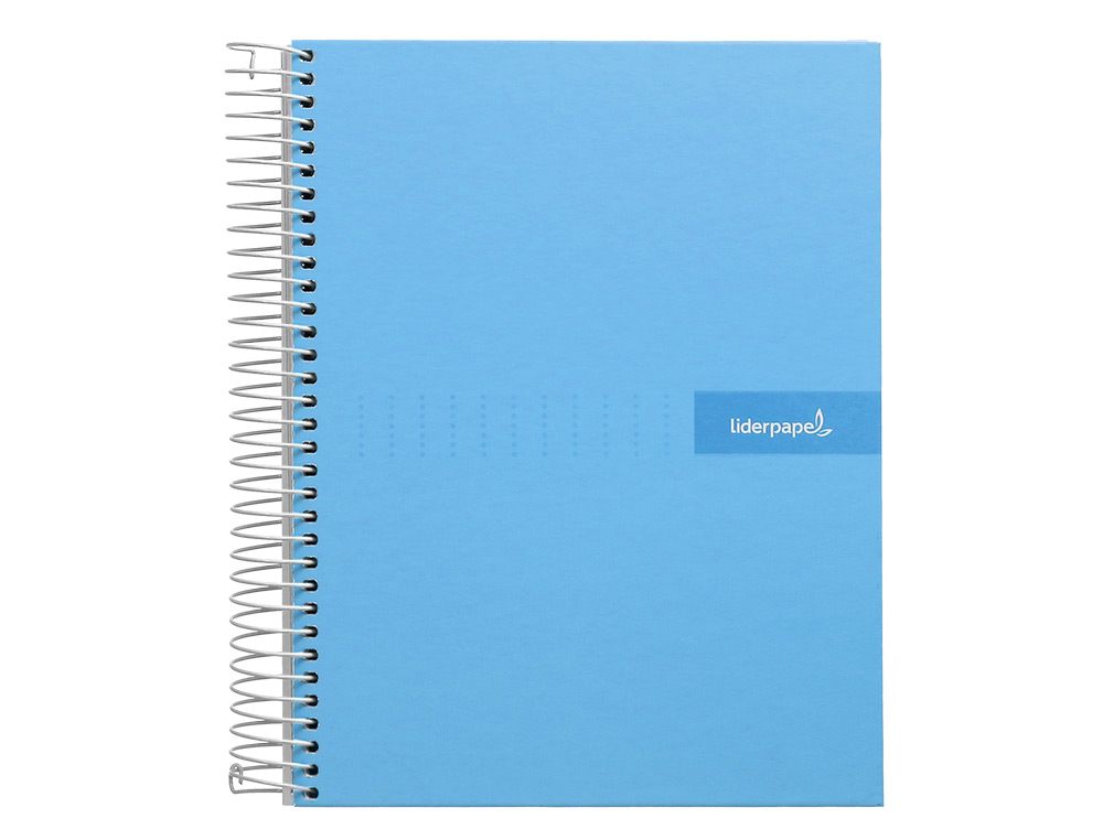 CUADERNO ESPIRAL LIDERPAPEL A5 MICRO CRAFTY TAPA FORRADA 120H 90 GR CUADRO 5MM 5 BANDAS6 TALADROS COLOR CELESTE