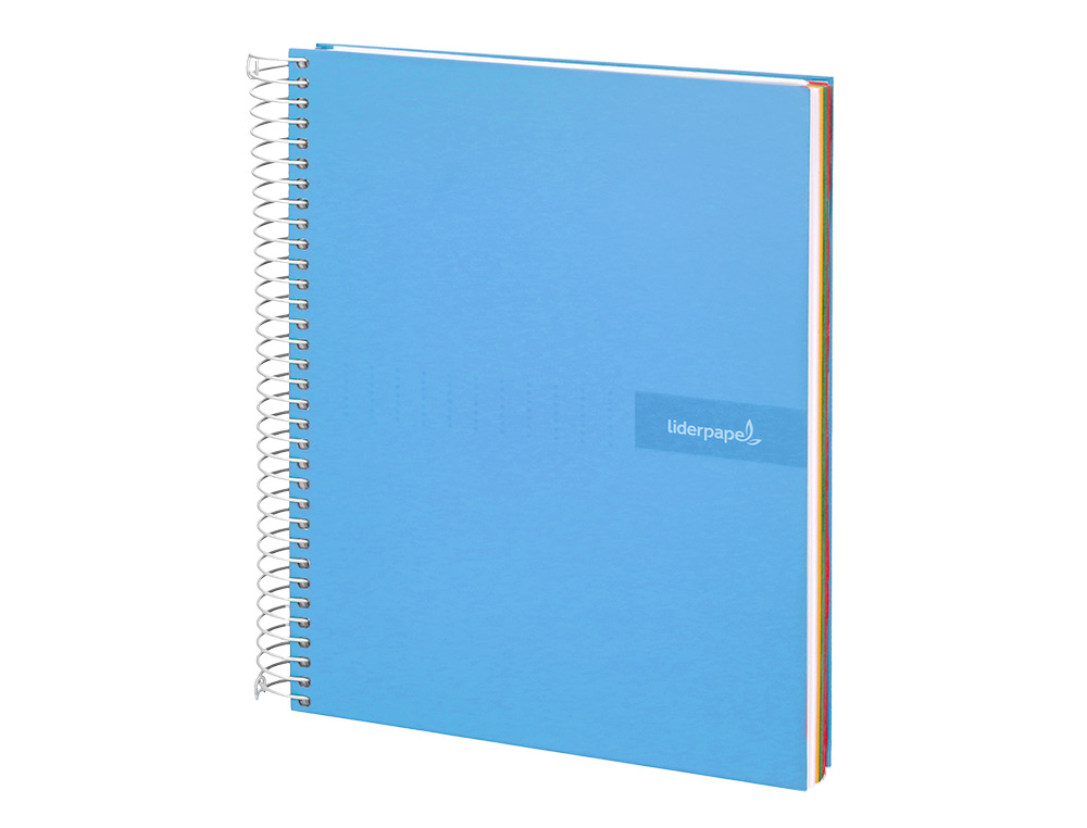 CUADERNO ESPIRAL LIDERPAPEL A5 MICRO CRAFTY TAPA FORRADA 120H 90 GR CUADRO 5MM 5 BANDAS6 TALADROS COLOR CELESTE