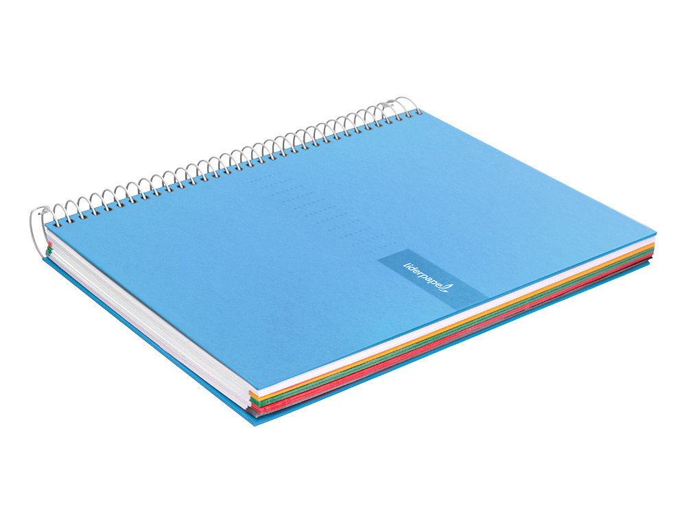 CUADERNO ESPIRAL LIDERPAPEL A5 MICRO CRAFTY TAPA FORRADA 120H 90 GR CUADRO 5MM 5 BANDAS6 TALADROS COLOR CELESTE