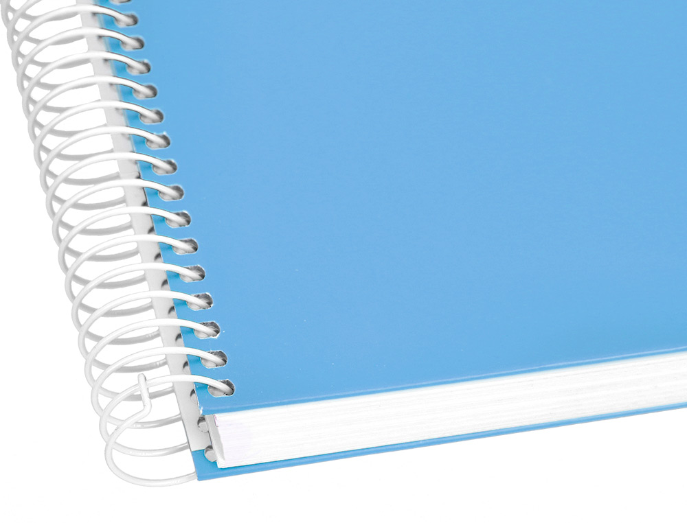CUADERNO ESPIRAL LIDERPAPEL A5 MICRO CRAFTY TAPA FORRADA 120H 90 GR CUADRO 5MM 5 BANDAS6 TALADROS COLOR CELESTE