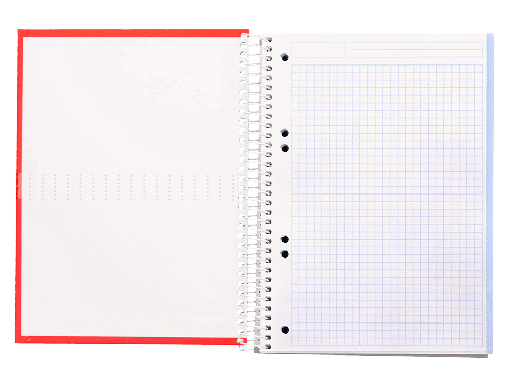 CUADERNO ESPIRAL LIDERPAPEL A5 MICRO CRAFTY TAPA FORRADA 120H 90 GR CUADRO 5MM 5 BANDAS6 TALADROS COLOR ROJO