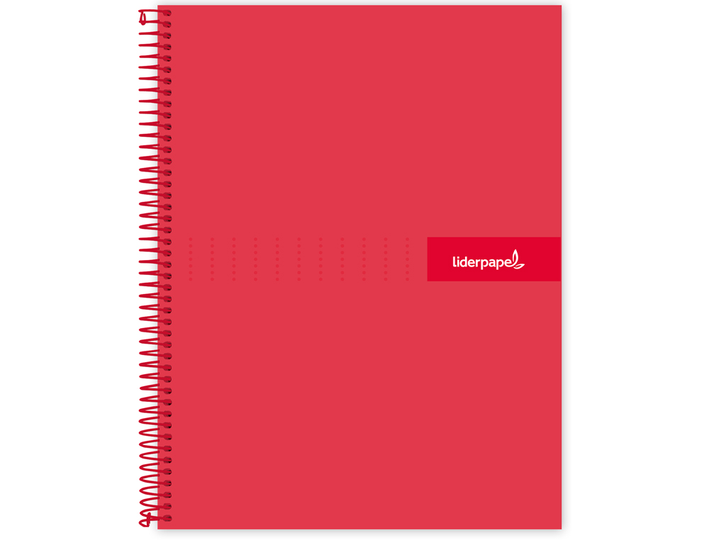 CUADERNO ESPIRAL LIDERPAPEL A5 MICRO CRAFTY TAPA FORRADA 120H 90 GR CUADRO 5MM 5 BANDAS6 TALADROS COLOR ROJO