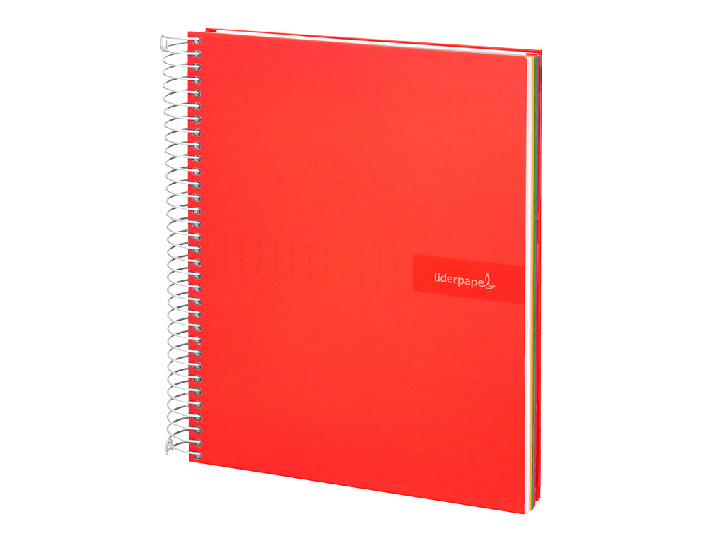 CUADERNO ESPIRAL LIDERPAPEL A5 MICRO CRAFTY TAPA FORRADA 120H 90 GR CUADRO 5MM 5 BANDAS6 TALADROS COLOR ROJO