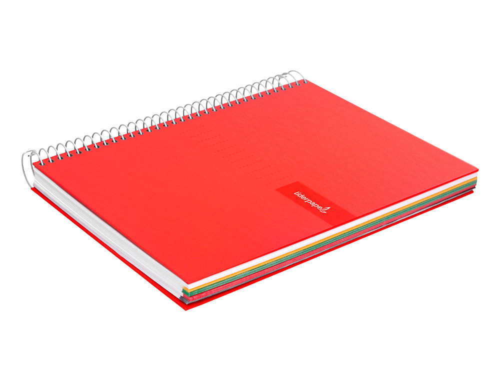CUADERNO ESPIRAL LIDERPAPEL A5 MICRO CRAFTY TAPA FORRADA 120H 90 GR CUADRO 5MM 5 BANDAS6 TALADROS COLOR ROJO