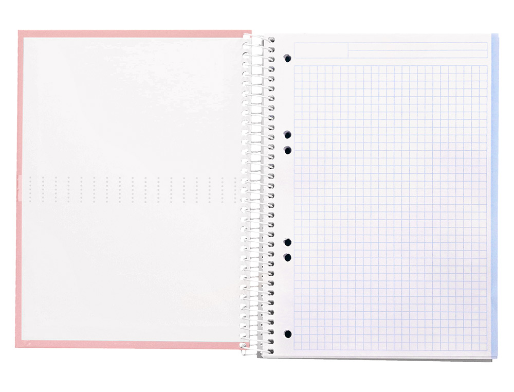 CUADERNO ESPIRAL LIDERPAPEL A5 MICRO CRAFTY TAPA FORRADA 120H 90 GR CUADRO 5MM 5 BANDAS6 TALADROS COLOR ROSA