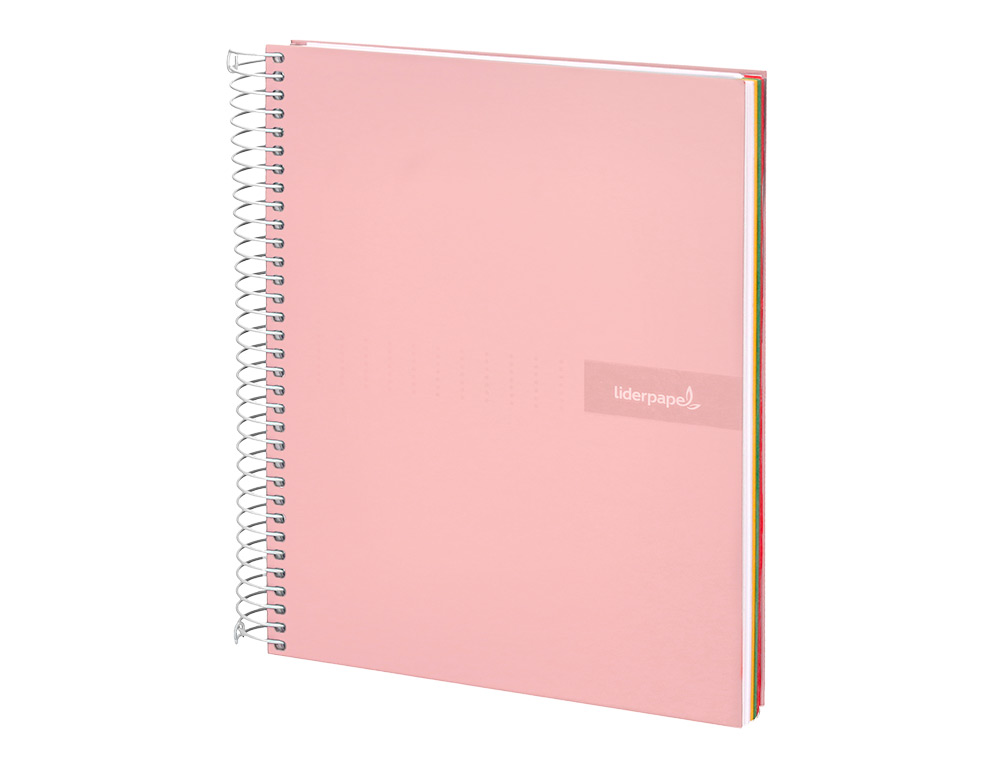 CUADERNO ESPIRAL LIDERPAPEL A5 MICRO CRAFTY TAPA FORRADA 120H 90 GR CUADRO 5MM 5 BANDAS6 TALADROS COLOR ROSA