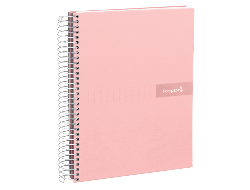 CUADERNO ESPIRAL LIDERPAPEL A5 MICRO CRAFTY TAPA FORRADA 120H 90 GR CUADRO 5MM 5 BANDAS6 TALADROS COLOR ROSA