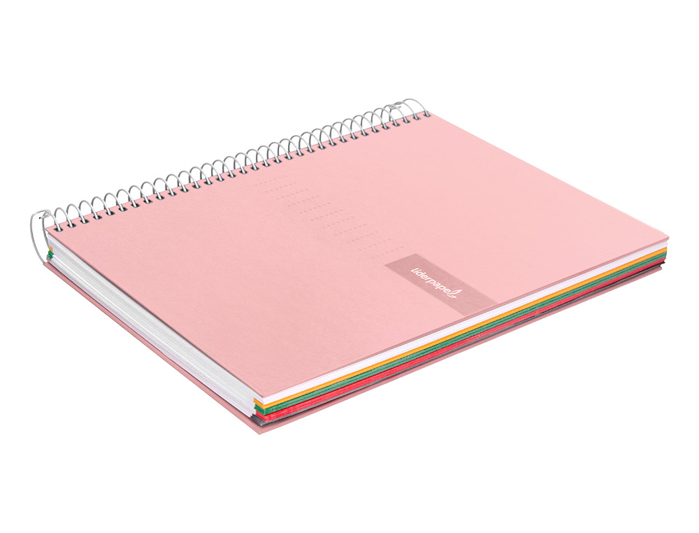 CUADERNO ESPIRAL LIDERPAPEL A5 MICRO CRAFTY TAPA FORRADA 120H 90 GR CUADRO 5MM 5 BANDAS6 TALADROS COLOR ROSA