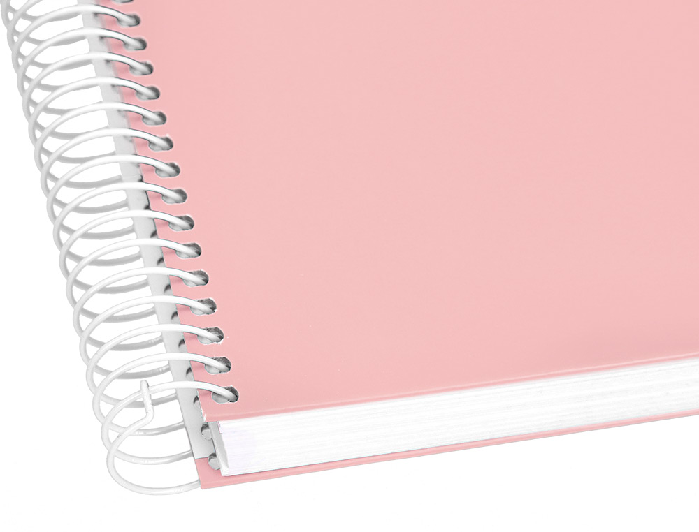 CUADERNO ESPIRAL LIDERPAPEL A5 MICRO CRAFTY TAPA FORRADA 120H 90 GR CUADRO 5MM 5 BANDAS6 TALADROS COLOR ROSA