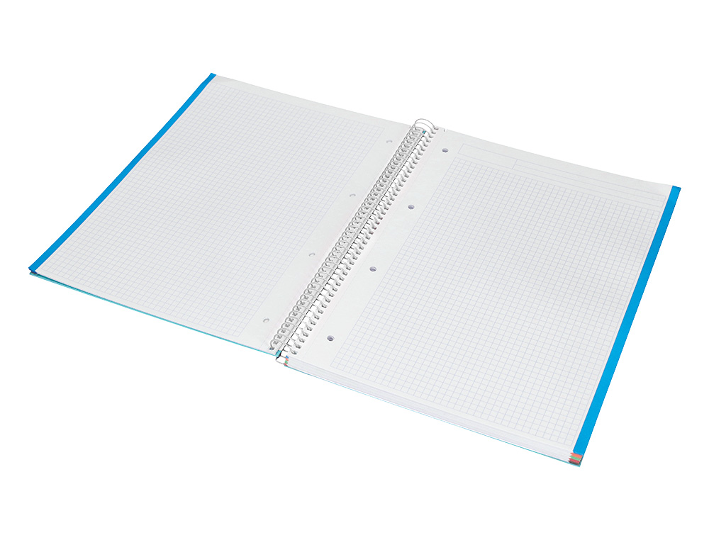 CUADERNO ESPIRAL LIDERPAPEL A4 MICRO JOLLY TAPA FORRADA 140H 75 GR CUADRO 5MM 5 BANDAS4 TALADROS COLOR CELESTE