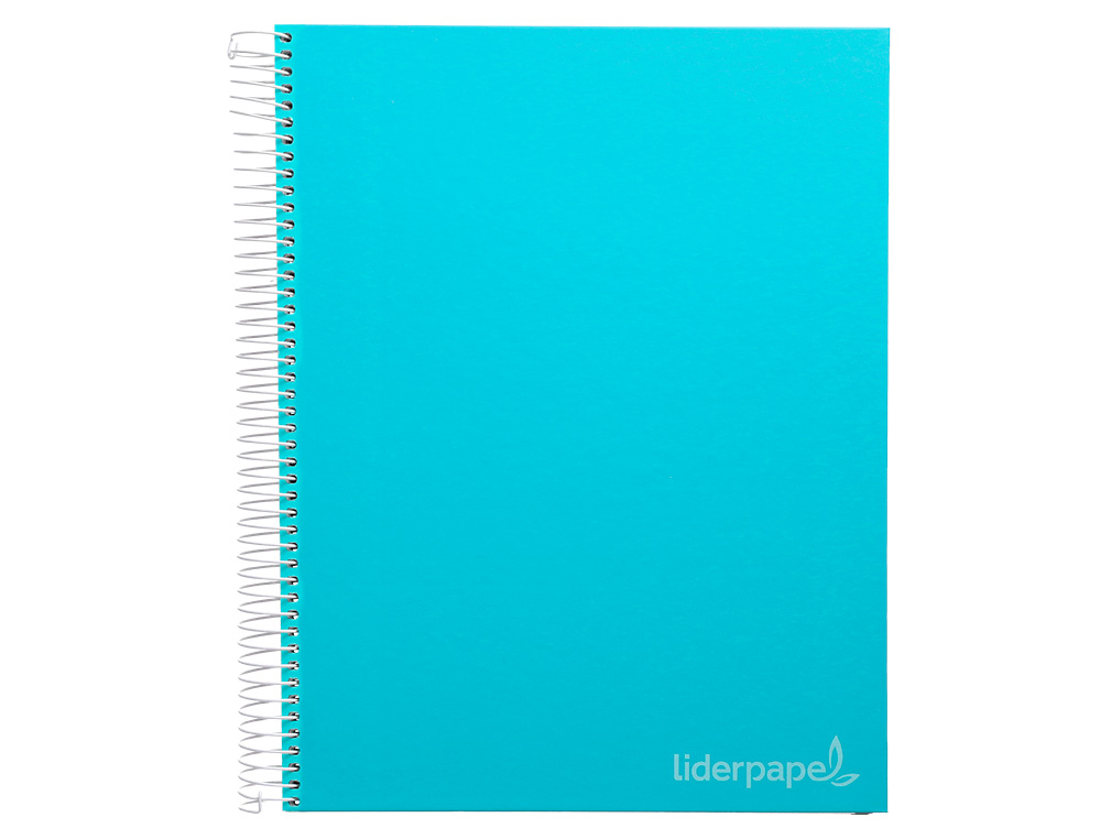 CUADERNO ESPIRAL LIDERPAPEL A4 MICRO JOLLY TAPA FORRADA 140H 75 GR CUADRO 5MM 5 BANDAS4 TALADROS COLOR CELESTE