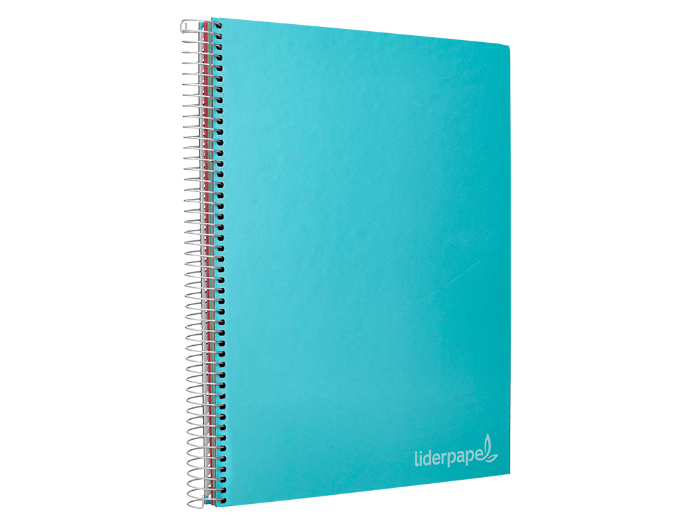 CUADERNO ESPIRAL LIDERPAPEL A4 MICRO JOLLY TAPA FORRADA 140H 75 GR CUADRO 5MM 5 BANDAS4 TALADROS COLOR CELESTE