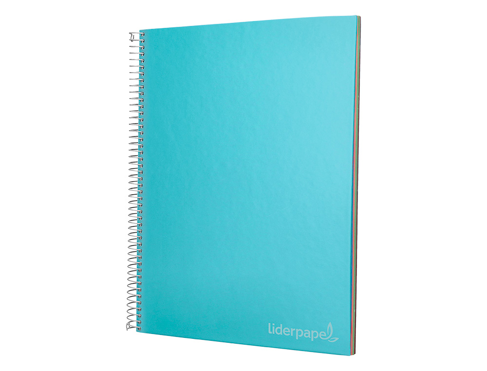 CUADERNO ESPIRAL LIDERPAPEL A4 MICRO JOLLY TAPA FORRADA 140H 75 GR CUADRO 5MM 5 BANDAS4 TALADROS COLOR CELESTE