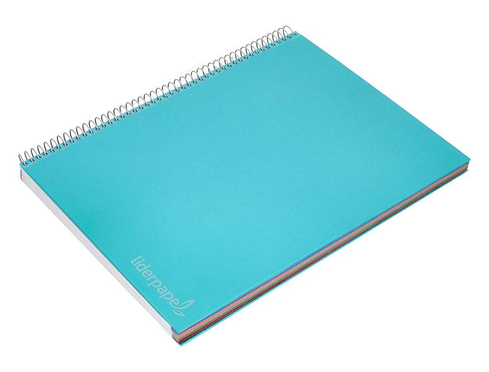CUADERNO ESPIRAL LIDERPAPEL A4 MICRO JOLLY TAPA FORRADA 140H 75 GR CUADRO 5MM 5 BANDAS4 TALADROS COLOR CELESTE