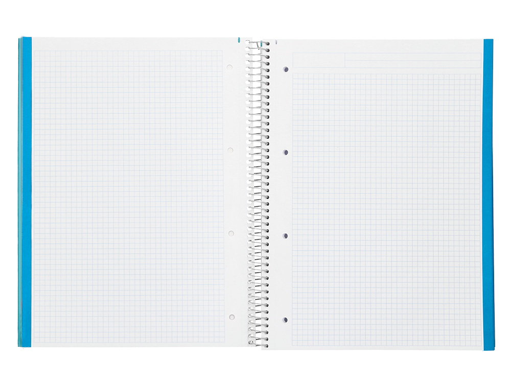 CUADERNO ESPIRAL LIDERPAPEL A4 MICRO JOLLY TAPA FORRADA 140H 75 GR CUADRO 5MM 5 BANDAS4 TALADROS COLOR CELESTE