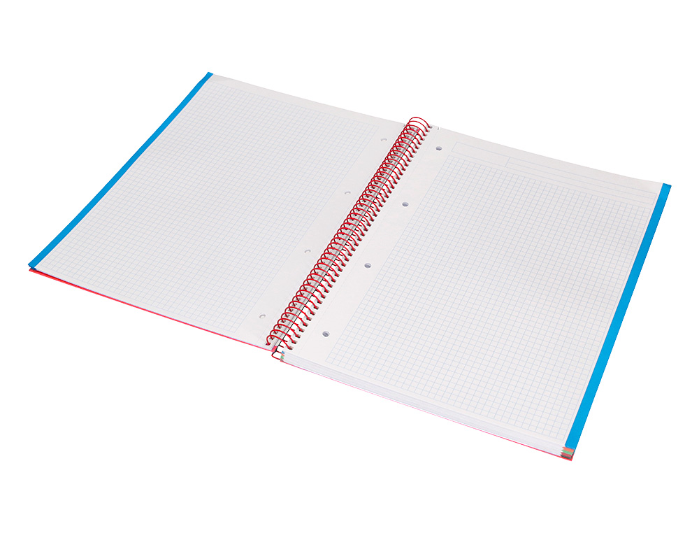 CUADERNO ESPIRAL LIDERPAPEL A4 MICRO JOLLY TAPA FORRADA 140H 75 GR CUADRO 5MM 5 BANDAS 4 TALADROS COLOR ROJO