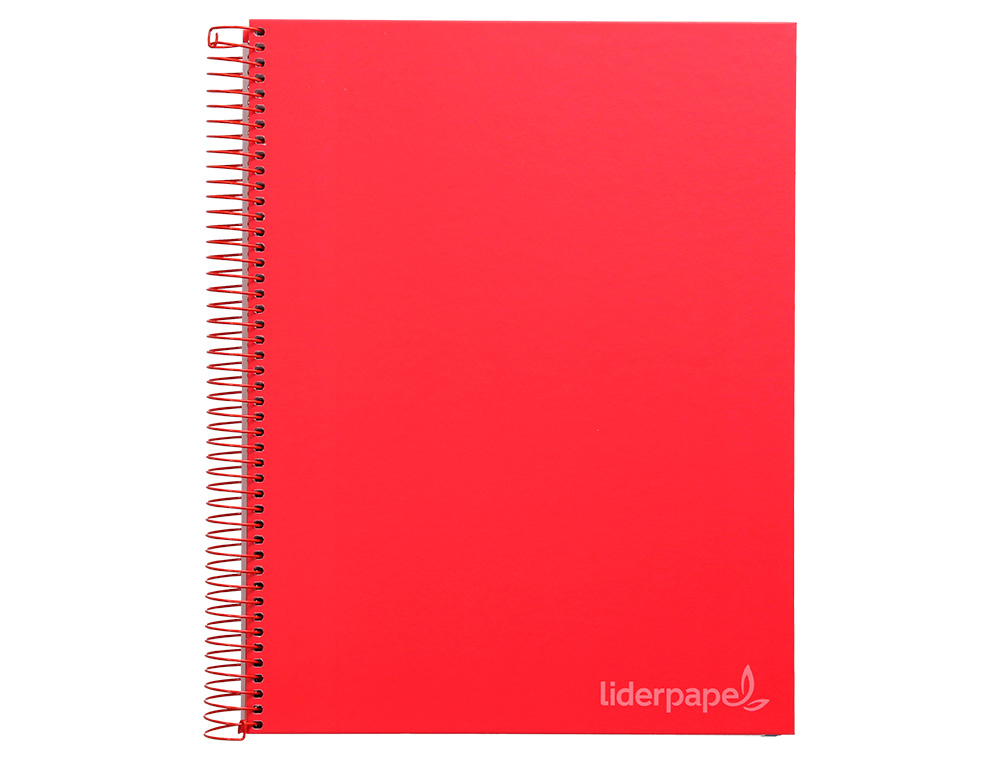 CUADERNO ESPIRAL LIDERPAPEL A4 MICRO JOLLY TAPA FORRADA 140H 75 GR CUADRO 5MM 5 BANDAS 4 TALADROS COLOR ROJO