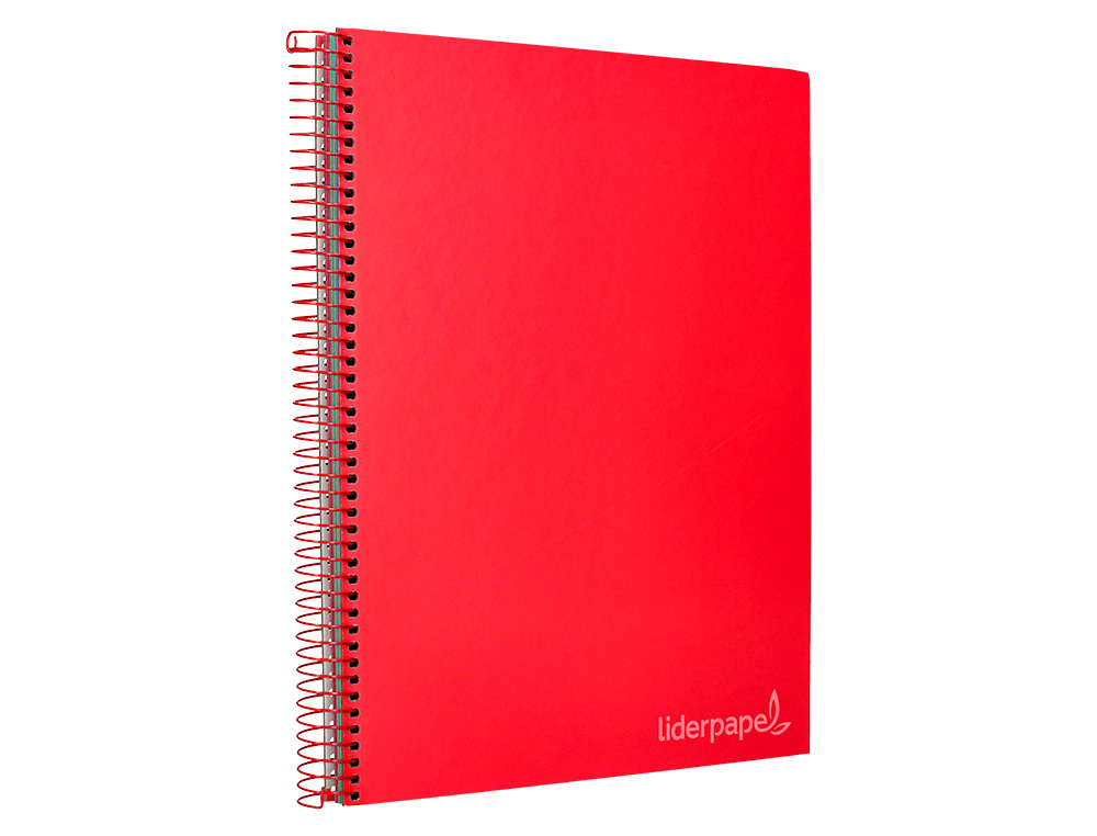 CUADERNO ESPIRAL LIDERPAPEL A4 MICRO JOLLY TAPA FORRADA 140H 75 GR CUADRO 5MM 5 BANDAS 4 TALADROS COLOR ROJO