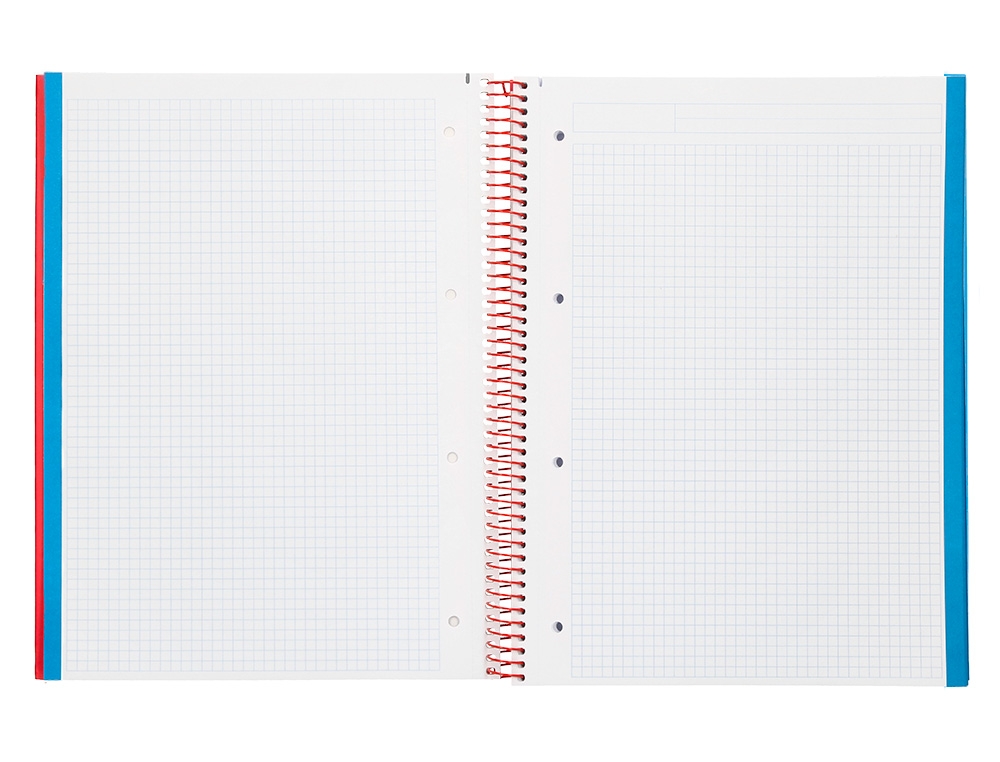 CUADERNO ESPIRAL LIDERPAPEL A4 MICRO JOLLY TAPA FORRADA 140H 75 GR CUADRO 5MM 5 BANDAS 4 TALADROS COLOR ROJO
