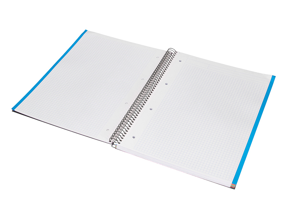 CUADERNO ESPIRAL LIDERPAPEL A4 MICRO JOLLY TAPA FORRADA 140H 75 GR CUADRO 5MM 5 BANDAS 4 TALADROS COLOR NEGRO
