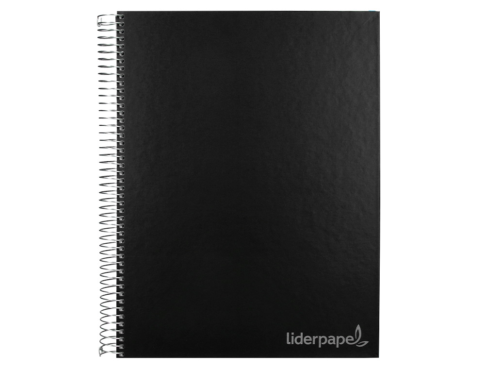 CUADERNO ESPIRAL LIDERPAPEL A4 MICRO JOLLY TAPA FORRADA 140H 75 GR CUADRO 5MM 5 BANDAS 4 TALADROS COLOR NEGRO