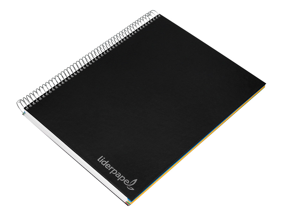 CUADERNO ESPIRAL LIDERPAPEL A4 MICRO JOLLY TAPA FORRADA 140H 75 GR CUADRO 5MM 5 BANDAS 4 TALADROS COLOR NEGRO