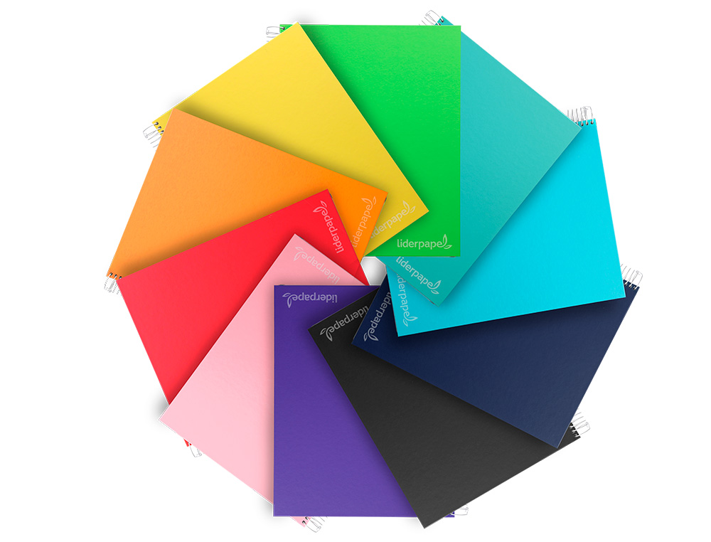 CUADERNO ESPIRAL LIDERPAPEL A4 MICRO JOLLY TAPA FORRADA 140H 75 GR LISO 5 BANDAS 4 TALADROS COLORES SURTIDOS