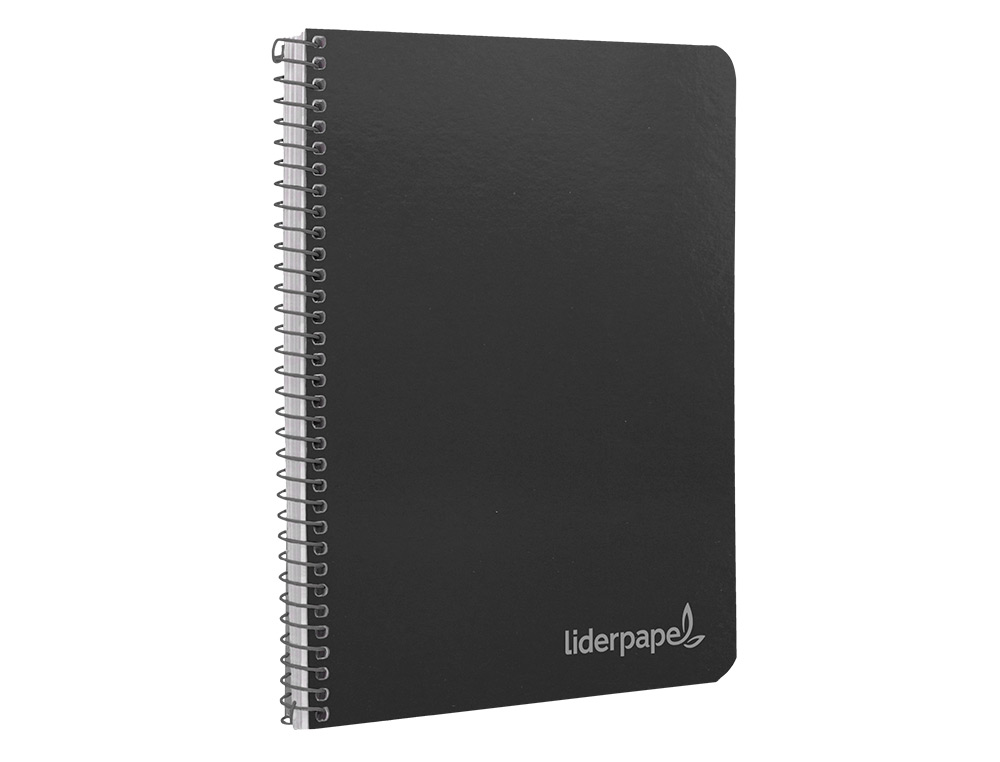 CUADERNO ESPIRAL LIDERPAPEL CUARTO WITTY TAPA DURA 80H 75GR CUADRO 4MM CON MARGEN COLOR NEGRO