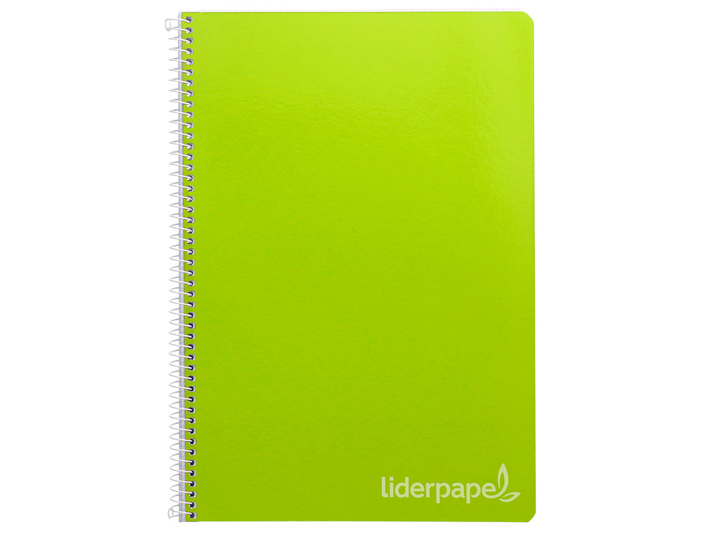 CUADERNO ESPIRAL LIDERPAPEL FOLIO WITTY TAPA DURA 80H 75GR CUADRO 4MM CON MARGEN COLOR VERDE