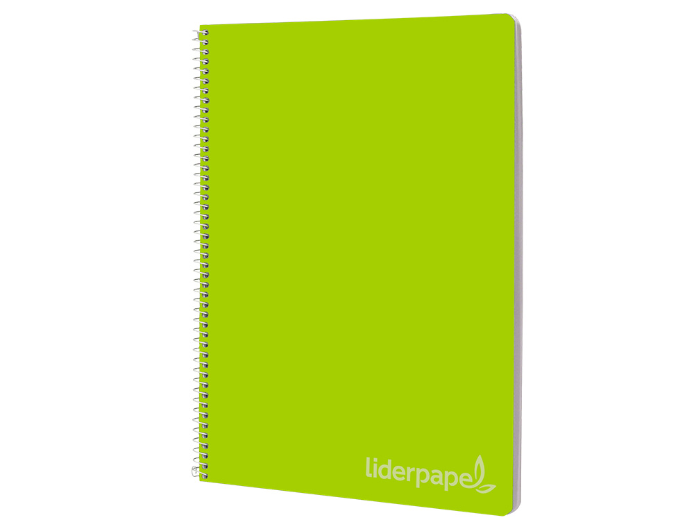 CUADERNO ESPIRAL LIDERPAPEL FOLIO WITTY TAPA DURA 80H 75GR CUADRO 4MM CON MARGEN COLOR VERDE