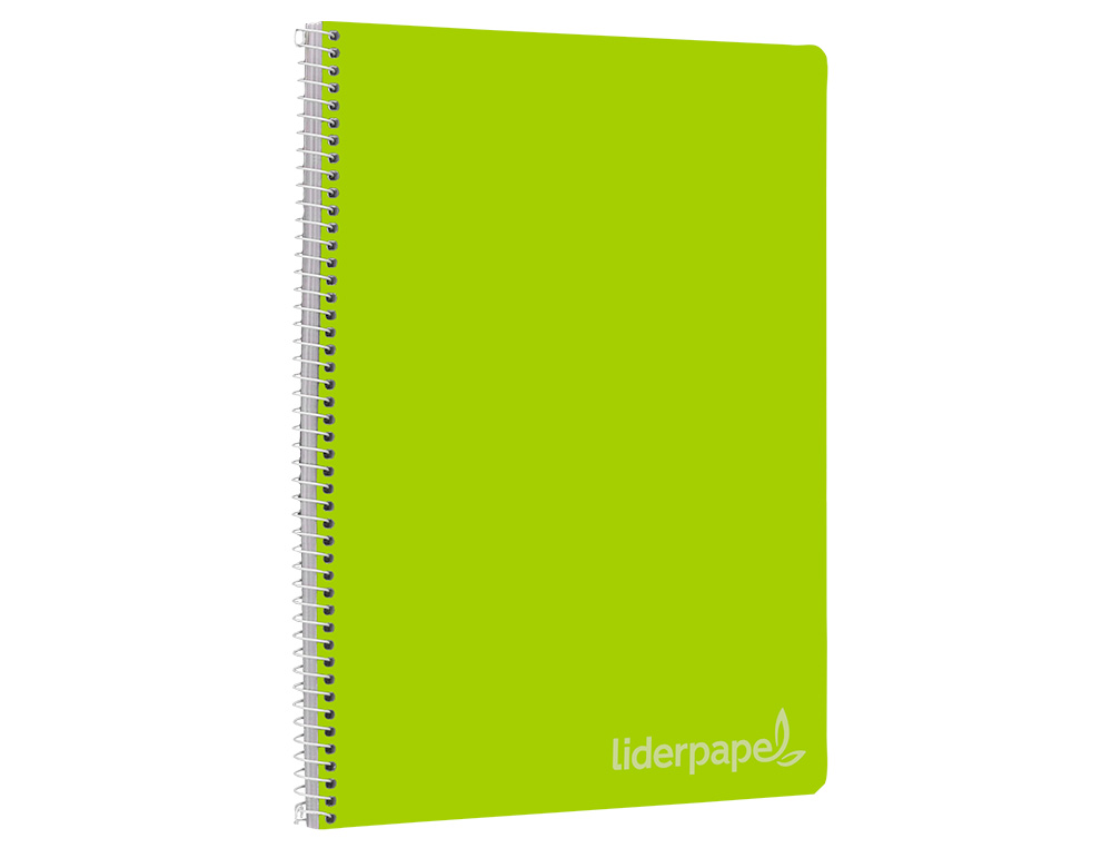 CUADERNO ESPIRAL LIDERPAPEL FOLIO WITTY TAPA DURA 80H 75GR CUADRO 4MM CON MARGEN COLOR VERDE