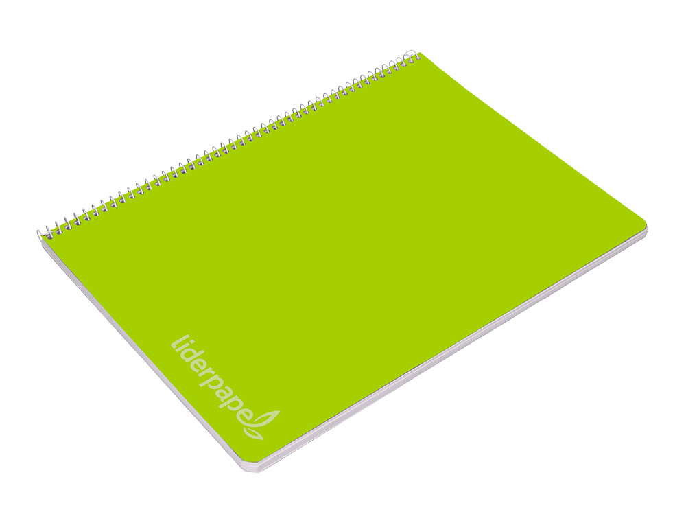 CUADERNO ESPIRAL LIDERPAPEL FOLIO WITTY TAPA DURA 80H 75GR CUADRO 4MM CON MARGEN COLOR VERDE