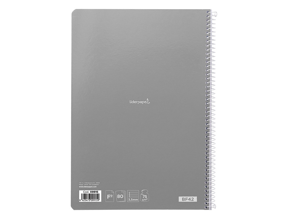 CUADERNO ESPIRAL LIDERPAPEL FOLIO WITTY TAPA DURA 80H 75GR PAUTA 3,5MM CON MARGEN COLORES SURTIDOS