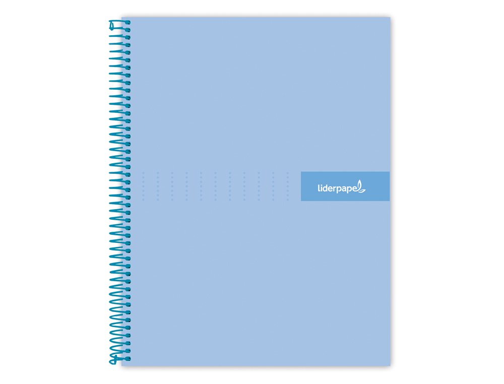 CUADERNO ESPIRAL LIDERPAPEL A4 CRAFTY TAPA FORRADA 80H 90GR CUADRO 4MM CON MARGEN COLOR CELESTE