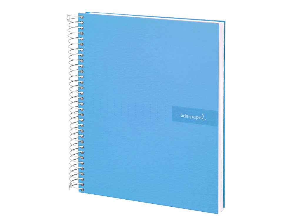 CUADERNO ESPIRAL LIDERPAPEL A4 CRAFTY TAPA FORRADA 80H 90GR CUADRO 4MM CON MARGEN COLOR CELESTE