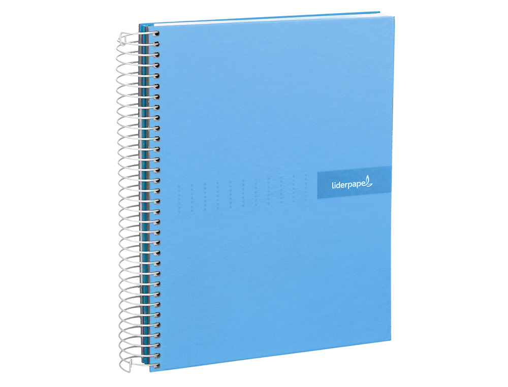 CUADERNO ESPIRAL LIDERPAPEL A4 CRAFTY TAPA FORRADA 80H 90GR CUADRO 4MM CON MARGEN COLOR CELESTE