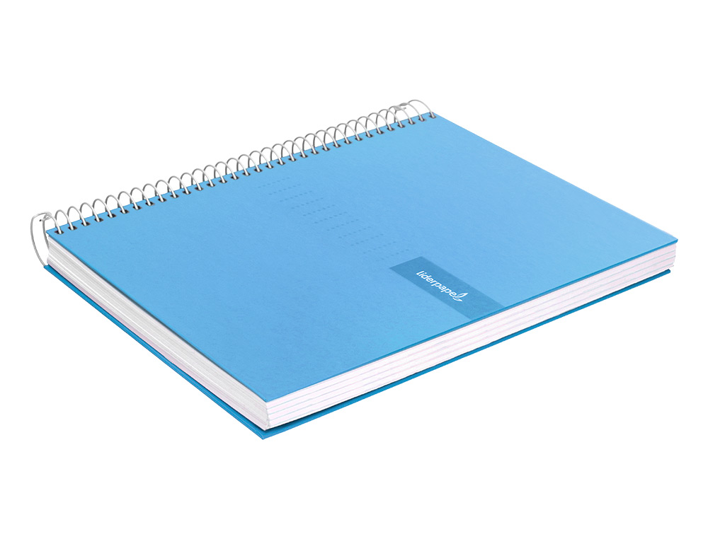 CUADERNO ESPIRAL LIDERPAPEL A4 CRAFTY TAPA FORRADA 80H 90GR CUADRO 4MM CON MARGEN COLOR CELESTE
