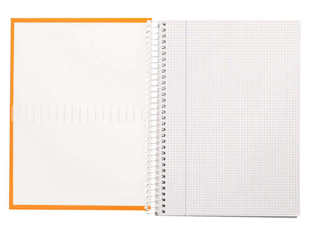 CUADERNO ESPIRAL LIDERPAPEL A4 CRAFTY TAPA FORRADA 80H 90 GR CUADRO 4MM CON MARGEN COLOR NARANJA