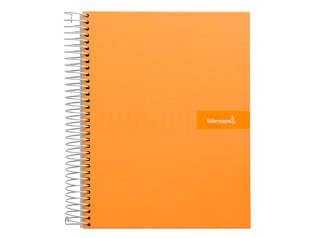 CUADERNO ESPIRAL LIDERPAPEL A4 CRAFTY TAPA FORRADA 80H 90 GR CUADRO 4MM CON MARGEN COLOR NARANJA