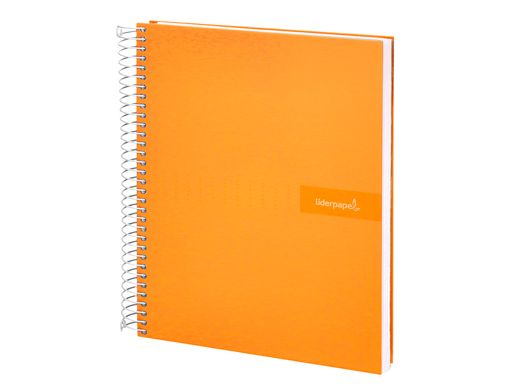 CUADERNO ESPIRAL LIDERPAPEL A4 CRAFTY TAPA FORRADA 80H 90 GR CUADRO 4MM CON MARGEN COLOR NARANJA