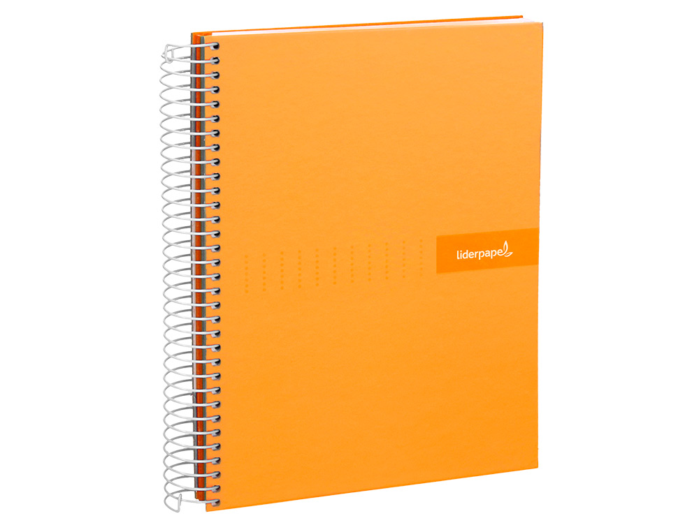 CUADERNO ESPIRAL LIDERPAPEL A4 CRAFTY TAPA FORRADA 80H 90 GR CUADRO 4MM CON MARGEN COLOR NARANJA