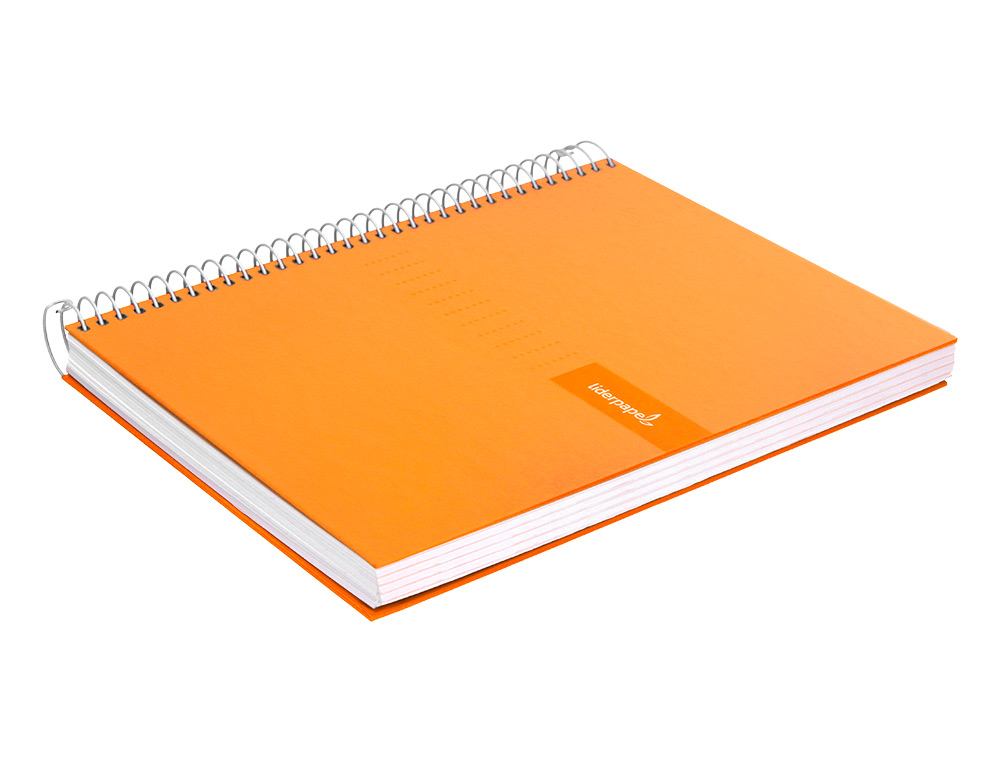 CUADERNO ESPIRAL LIDERPAPEL A4 CRAFTY TAPA FORRADA 80H 90 GR CUADRO 4MM CON MARGEN COLOR NARANJA
