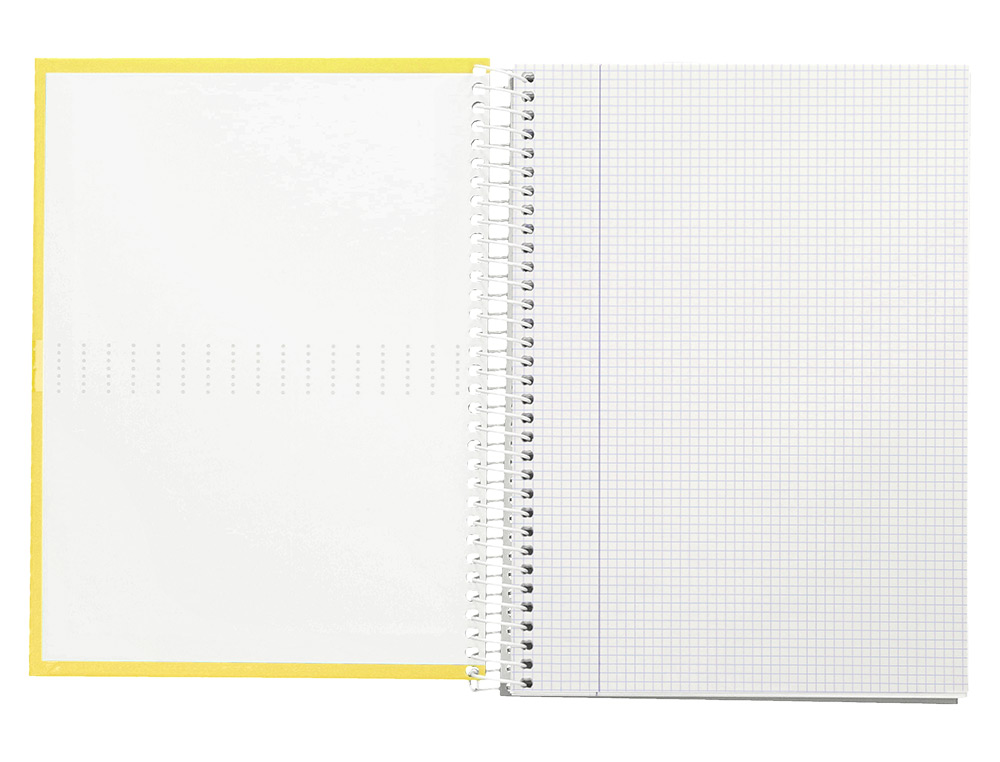 CUADERNO ESPIRAL LIDERPAPEL A4 CRAFTY TAPA FORRADA 80H 90 GR CUADRO 4MM CON MARGEN COLOR AMARILLO
