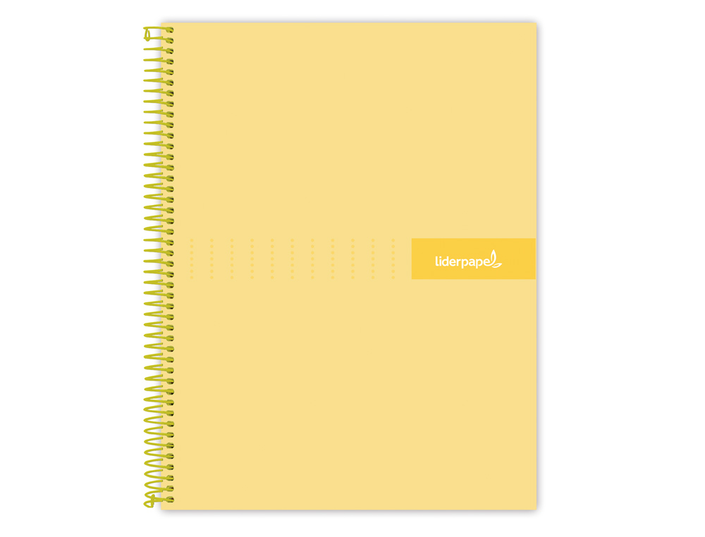 CUADERNO ESPIRAL LIDERPAPEL A4 CRAFTY TAPA FORRADA 80H 90 GR CUADRO 4MM CON MARGEN COLOR AMARILLO
