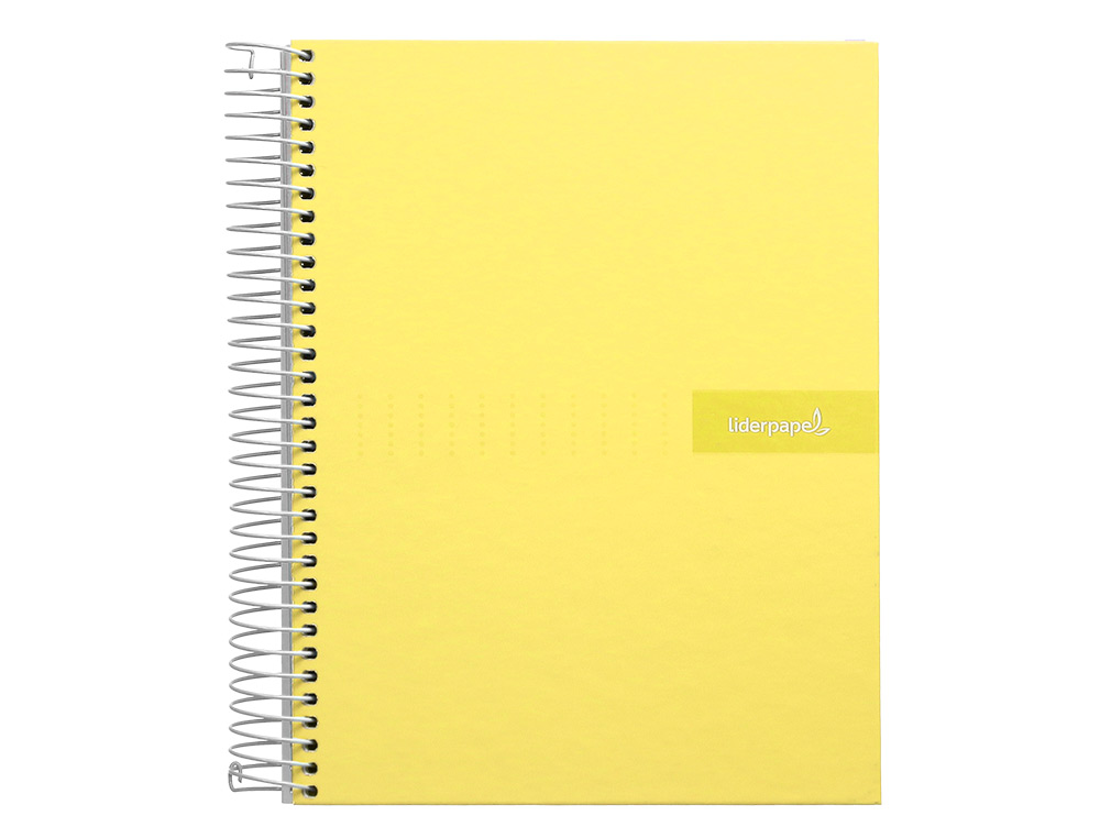 CUADERNO ESPIRAL LIDERPAPEL A4 CRAFTY TAPA FORRADA 80H 90 GR CUADRO 4MM CON MARGEN COLOR AMARILLO