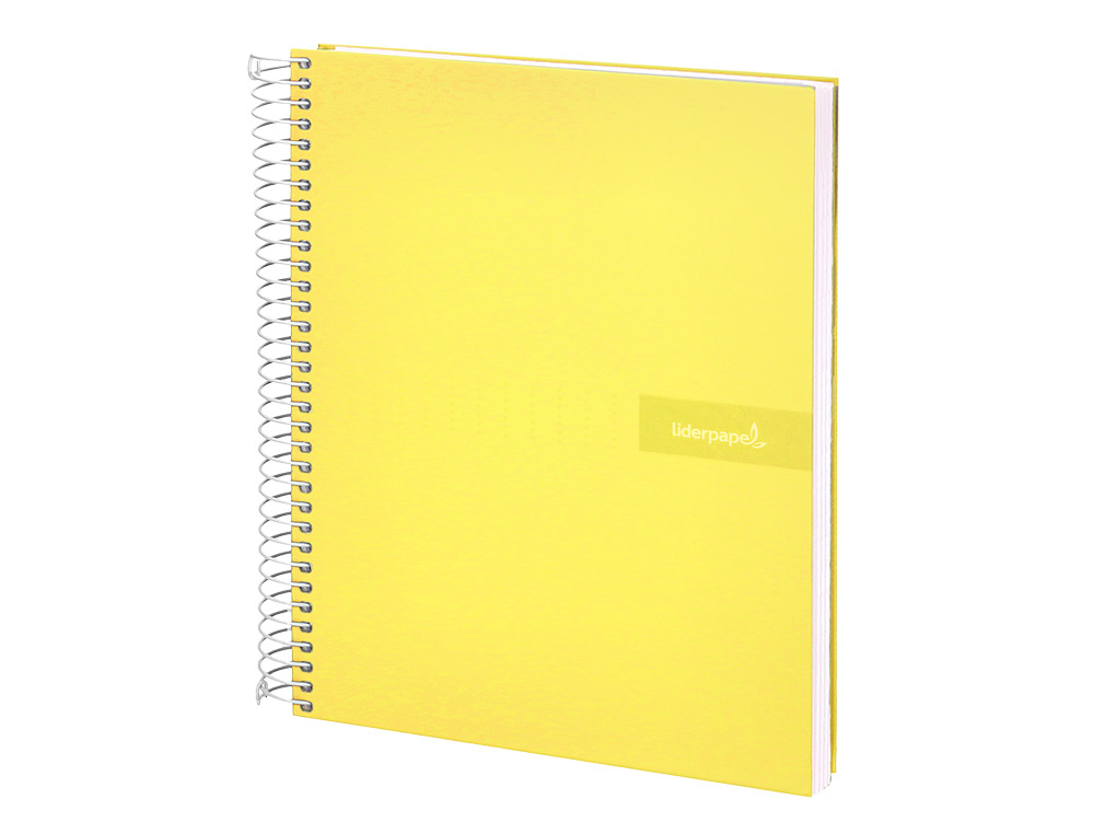 CUADERNO ESPIRAL LIDERPAPEL A4 CRAFTY TAPA FORRADA 80H 90 GR CUADRO 4MM CON MARGEN COLOR AMARILLO