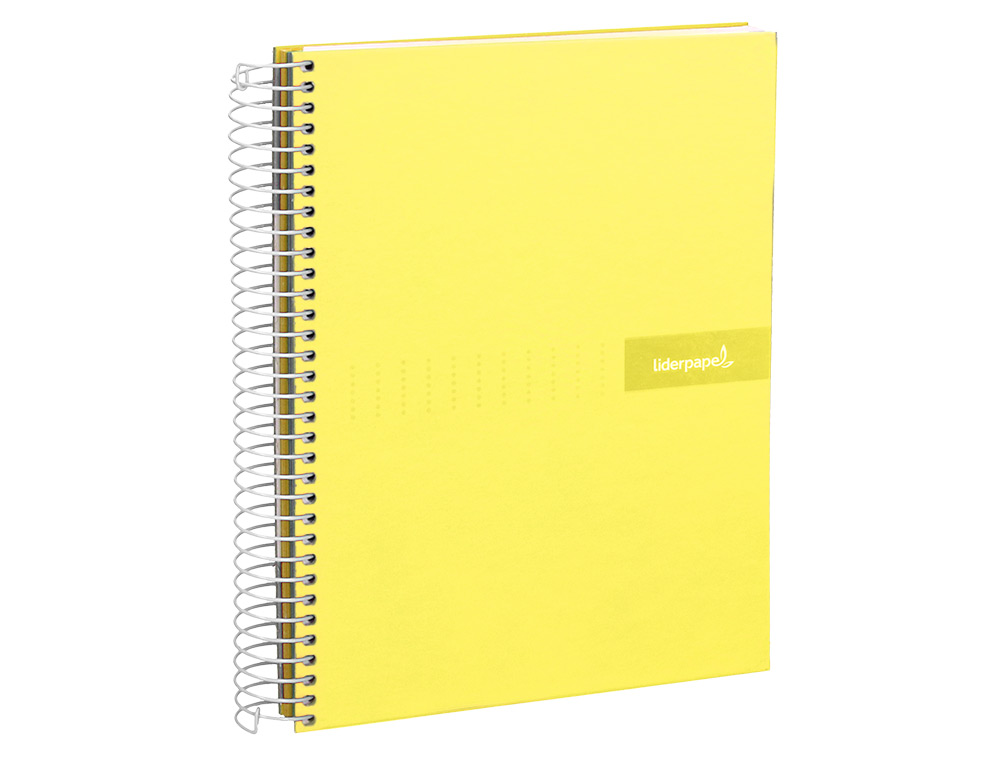 CUADERNO ESPIRAL LIDERPAPEL A4 CRAFTY TAPA FORRADA 80H 90 GR CUADRO 4MM CON MARGEN COLOR AMARILLO